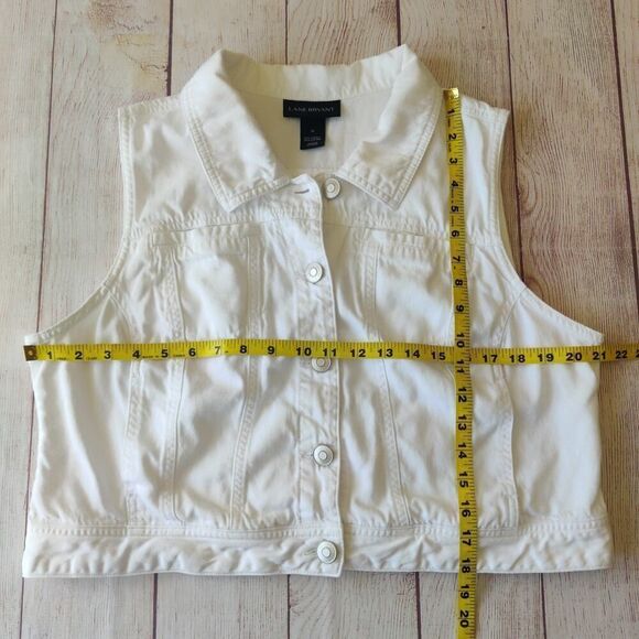 Lane Bryant crop white lightweight denim vest sz 16 - Picture 5 of 6